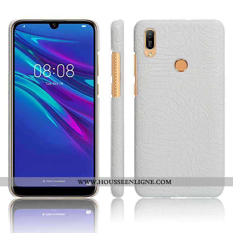 Housse Huawei Y6s Cuir Modèle Fleurie Noir Business Simple Téléphone Portable Couleur Unie