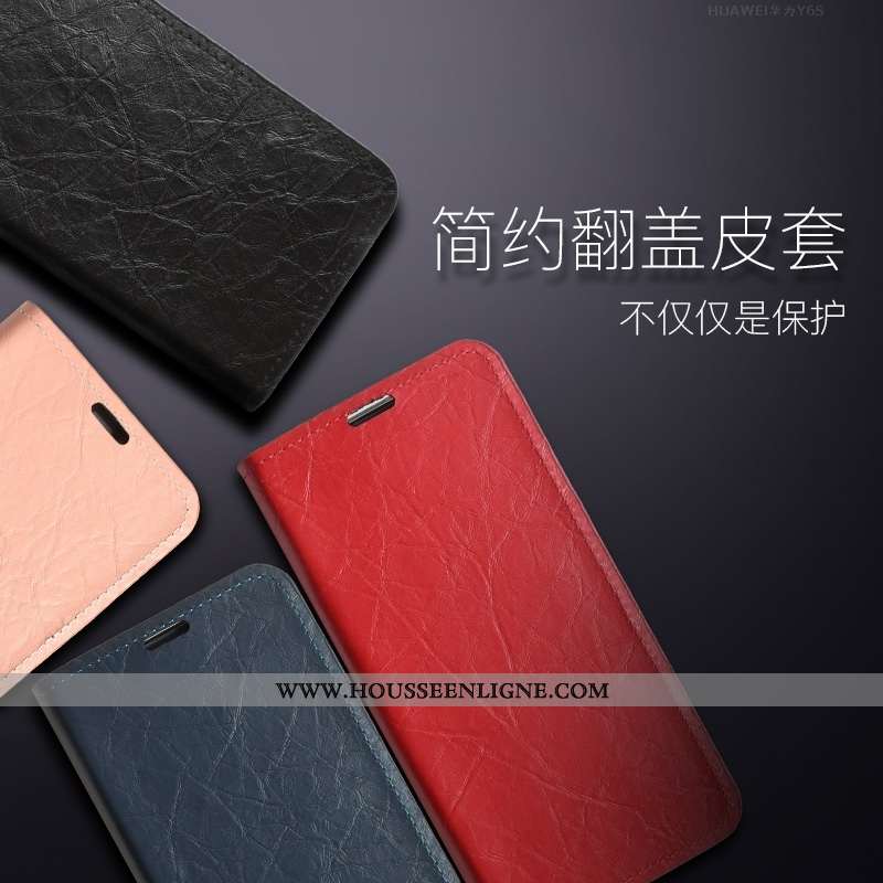 Housse Huawei Y6s Cuir Silicone Téléphone Portable Coque Étui Noir
