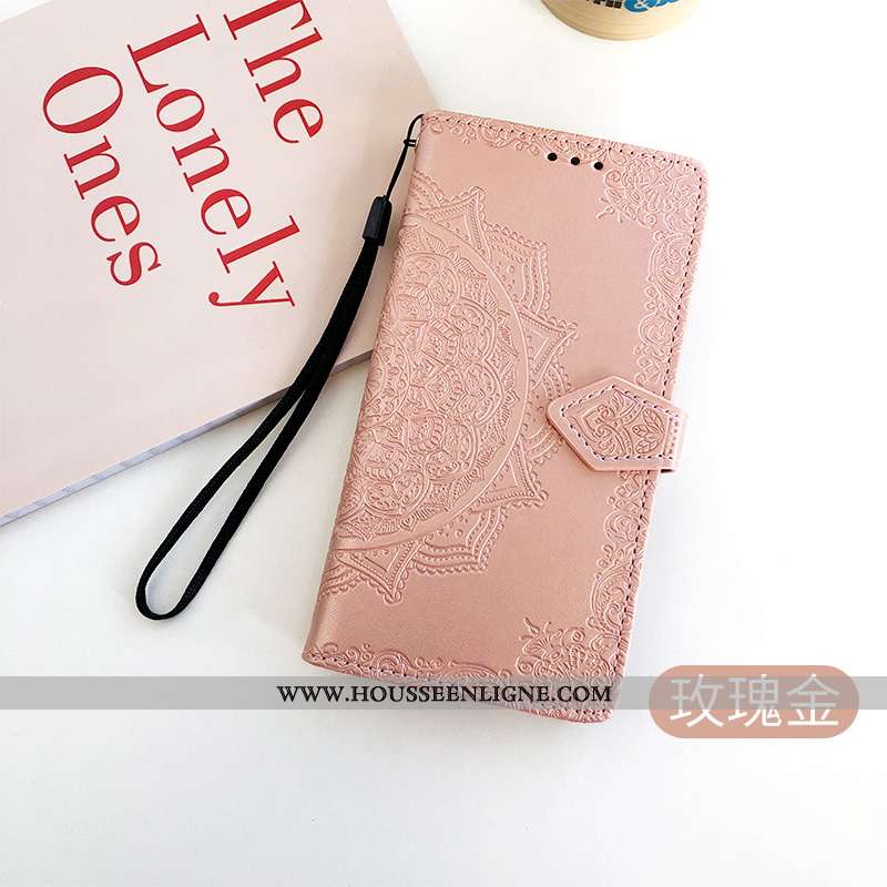 Housse Huawei Y7 2020 Gaufrage Portefeuille Carte Rose 2020 Incassable Téléphone Portable
