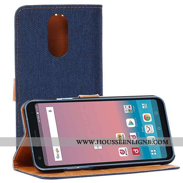 Housse Lg Q7 Cuir Protection Étui Bleu Téléphone Portable Coque Incassable