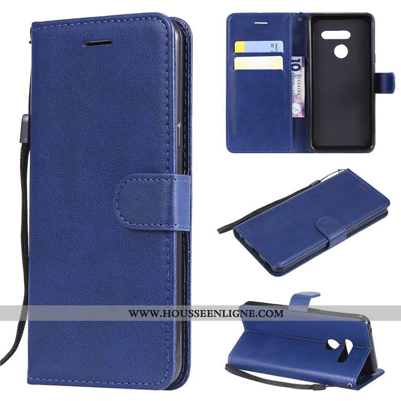 Housse Lg V30 Cuir Protection Coque Téléphone Portable Bleu Couleur Unie