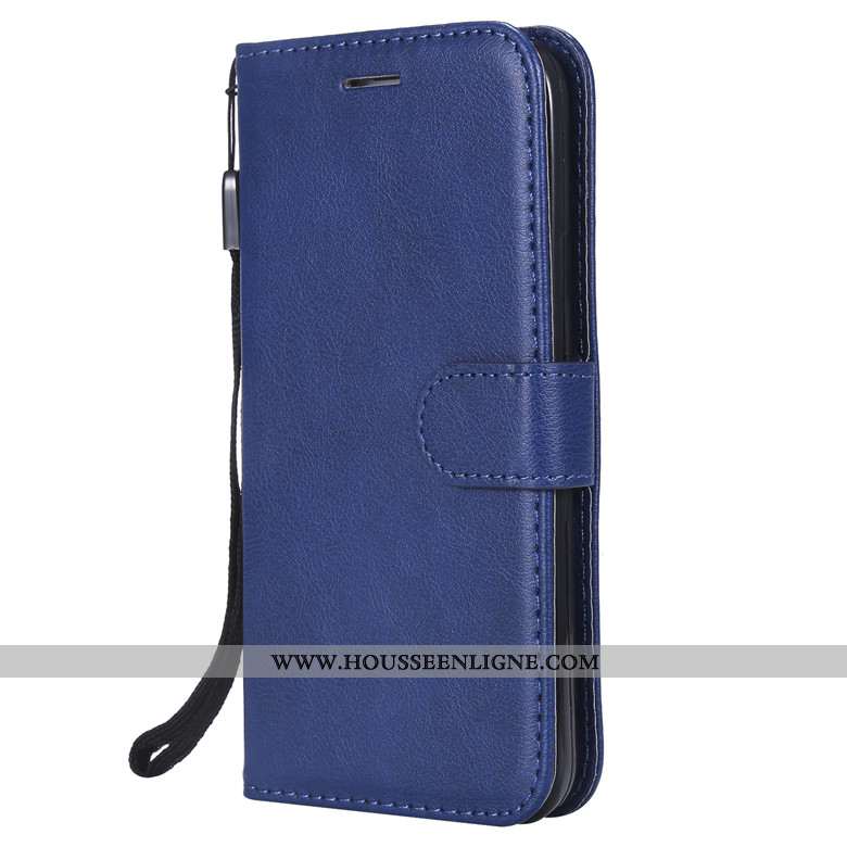 Housse Lg V30 Cuir Protection Coque Téléphone Portable Bleu Couleur Unie