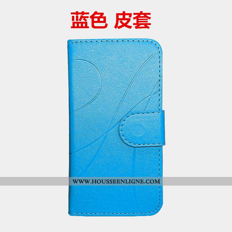 Housse Moto G7 Fluide Doux Protection Coque Cuir Bleu Étui Téléphone Portable