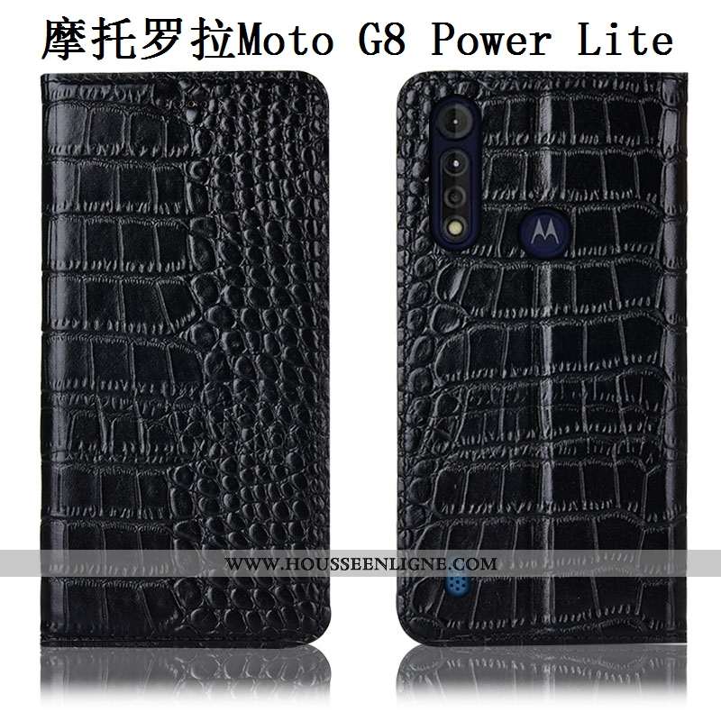 Housse Moto G8 Power Lite Modèle Fleurie Protection Téléphone Portable Cuir Véritable Coque Incassab