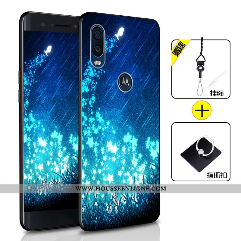 Housse Motorola One Vision Fluide Doux Silicone Coque Incassable Téléphone Portable Bleu Tout Compri