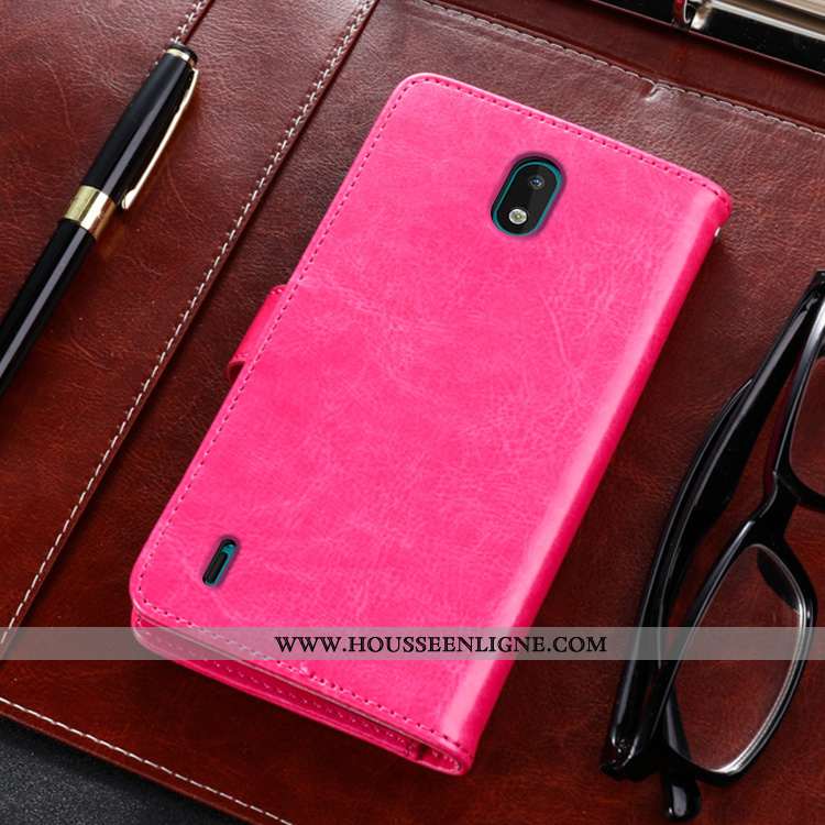 Housse Nokia 1.3 Cuir Protection Tout Compris Clamshell Rouge Incassable Téléphone Portable Rose