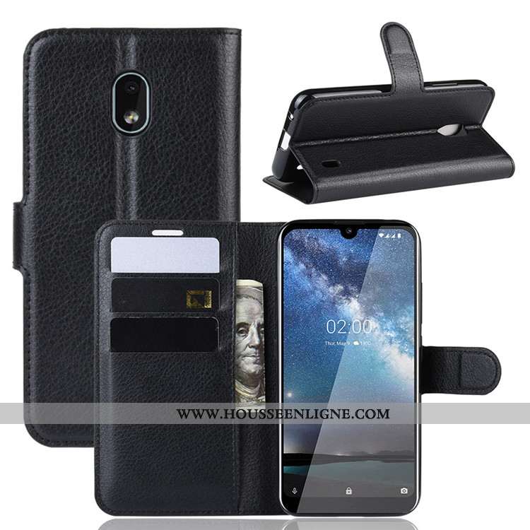 Housse Nokia 2.2 Tendance Cuir Étui Incassable Coque Téléphone Portable Noir