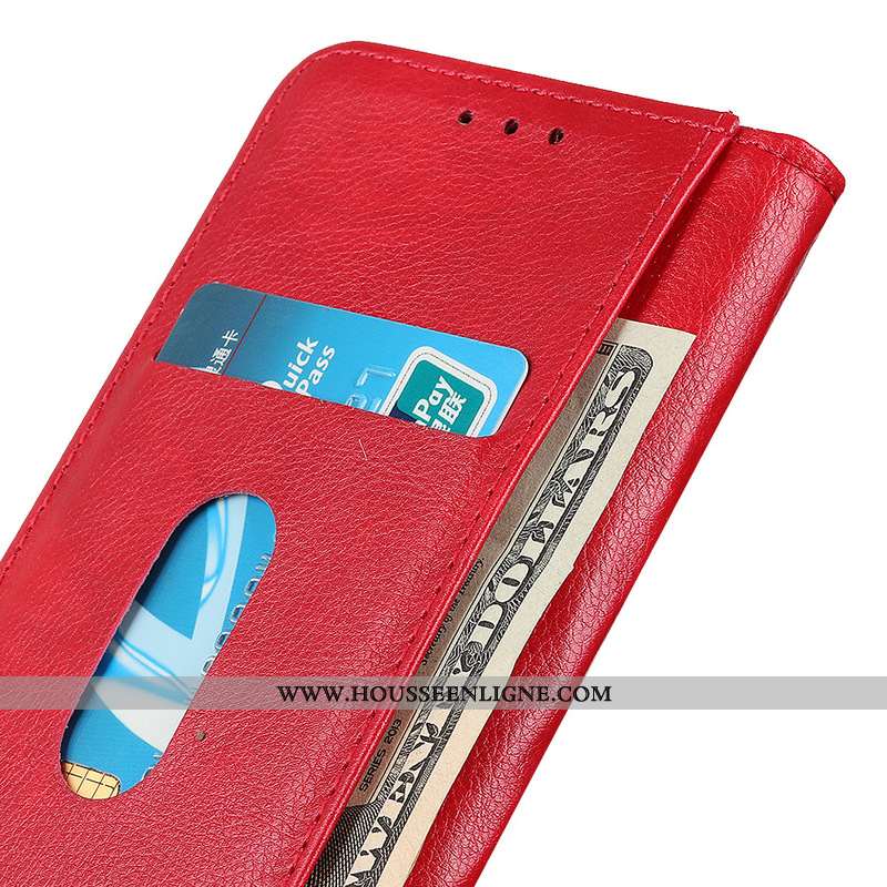 Housse Nokia 2.3 Modèle Fleurie Étui Magnétisme Téléphone Portable Rouge Coque Litchi