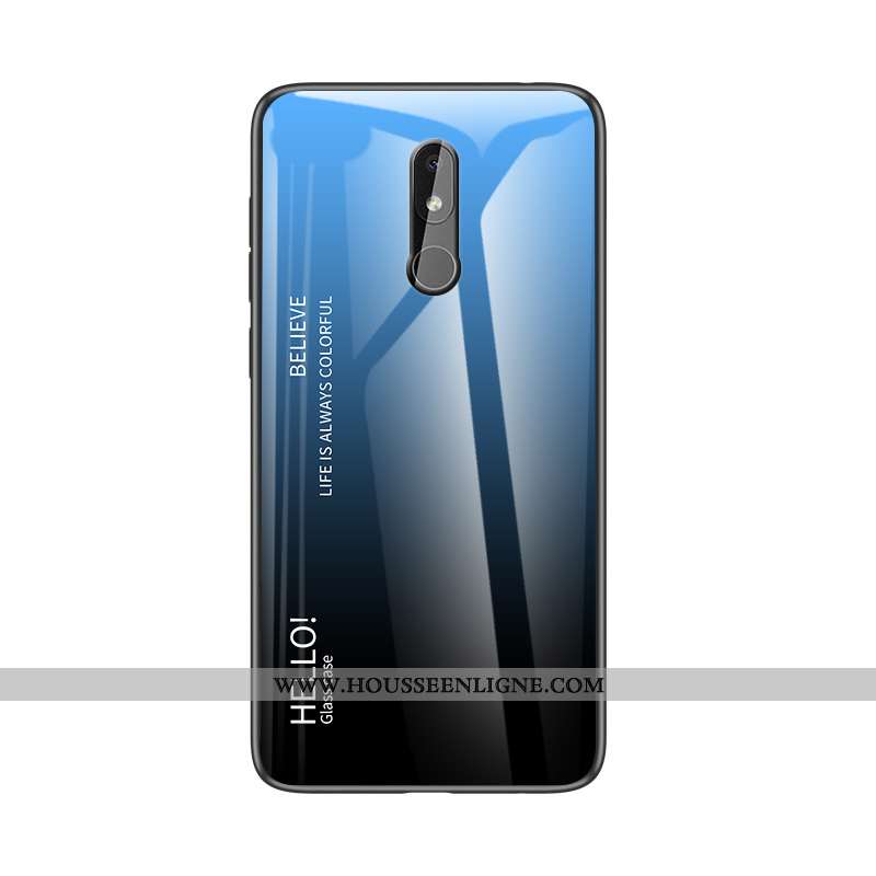 Housse Nokia 3.2 Protection Verre Coque Silicone Simple Téléphone Portable Personnalité Bleu