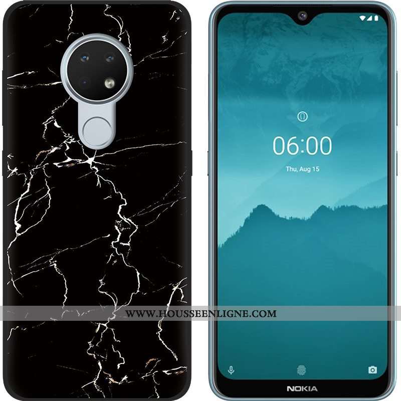Housse Nokia 6.2 Délavé En Daim Créatif Tendance Fluide Doux Vert Noir Téléphone Portable Verte