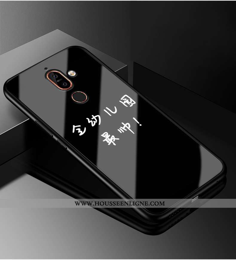 Housse Nokia 7 Plus Personnalité Silicone Simple Téléphone Portable Incassable Protection Étui Noir