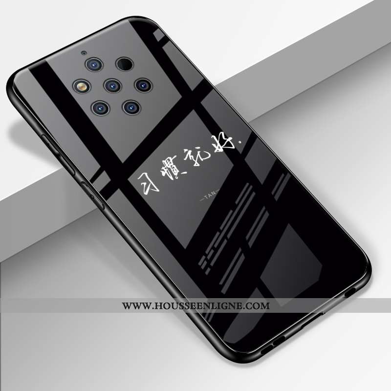 Housse Nokia 9 Pureview Créatif Dessin Animé Tout Compris Miroir Verre Incassable Fluide Doux Noir