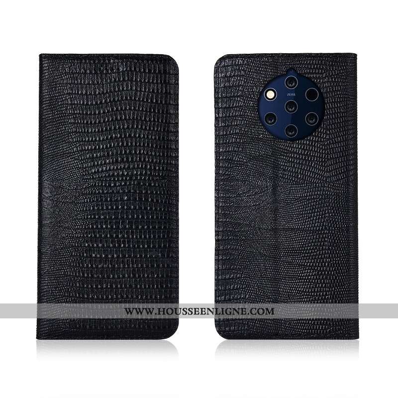 Housse Nokia 9 Pureview Cuir Véritable Cuir Silicone Téléphone Portable Étui Fluide Doux Coque Bleu 