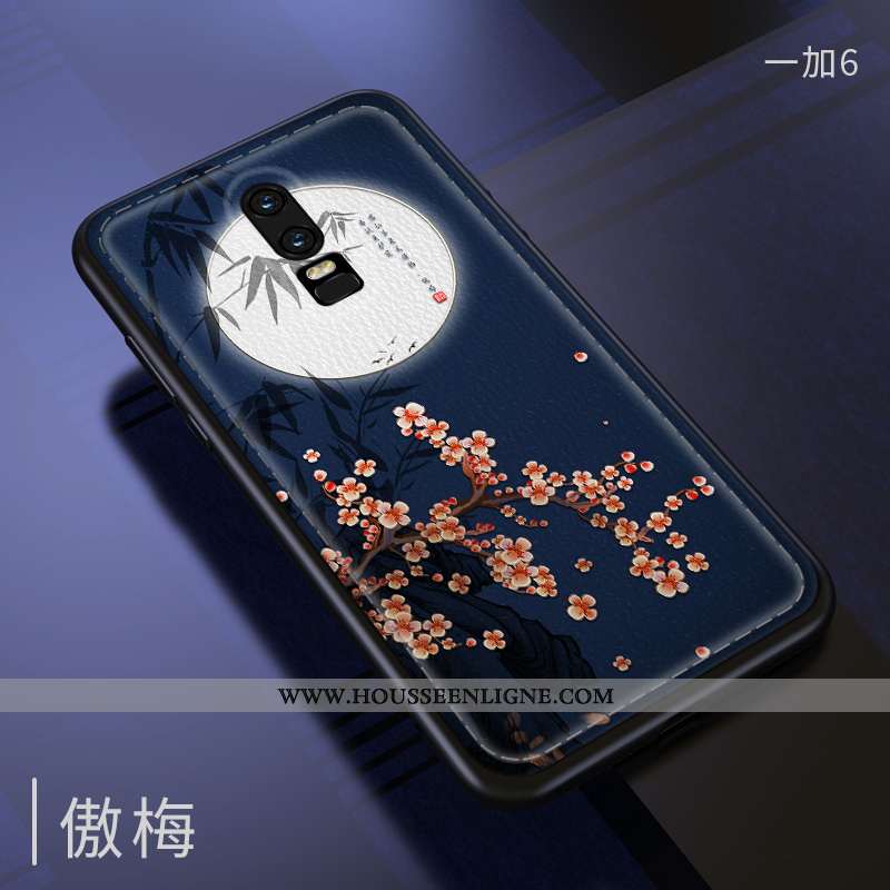 Housse Oneplus 6 Mode Protection Étui Gaufrage Fluide Doux Téléphone Portable Coque Rouge
