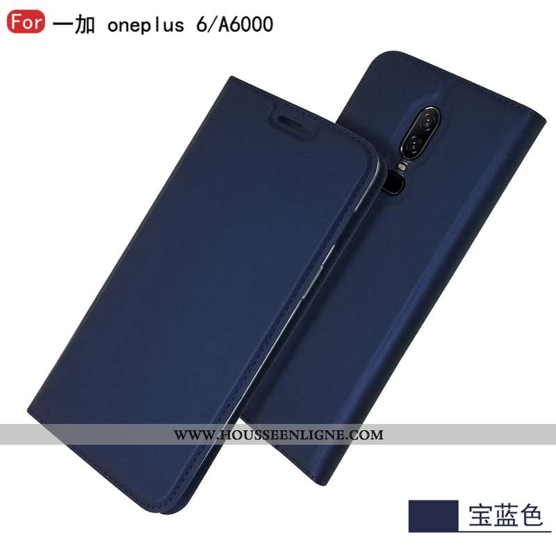 Housse Oneplus 6 Protection Cuir Incassable Étoile Tout Compris Téléphone Portable Bleu Marin Bleu F