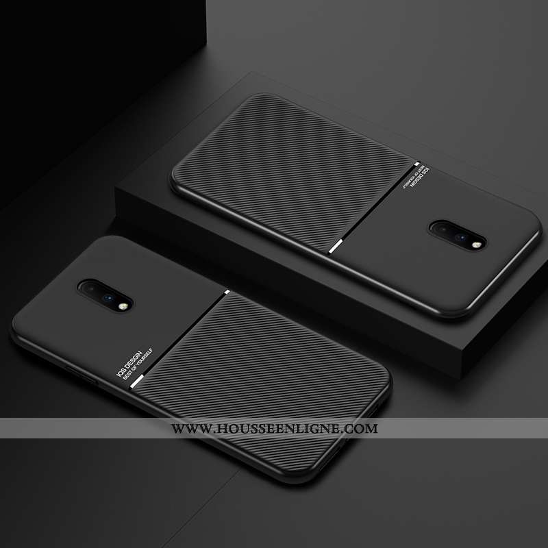 Housse Oneplus 7 Fluide Doux Silicone Ultra Cuir Téléphone Portable Personnalité Protection Noir