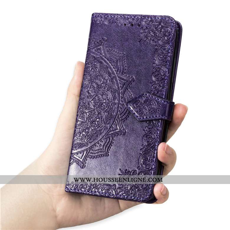 Housse Oneplus 7 Protection Cuir Fluide Doux Téléphone Portable Clamshell Étui Coque Violet