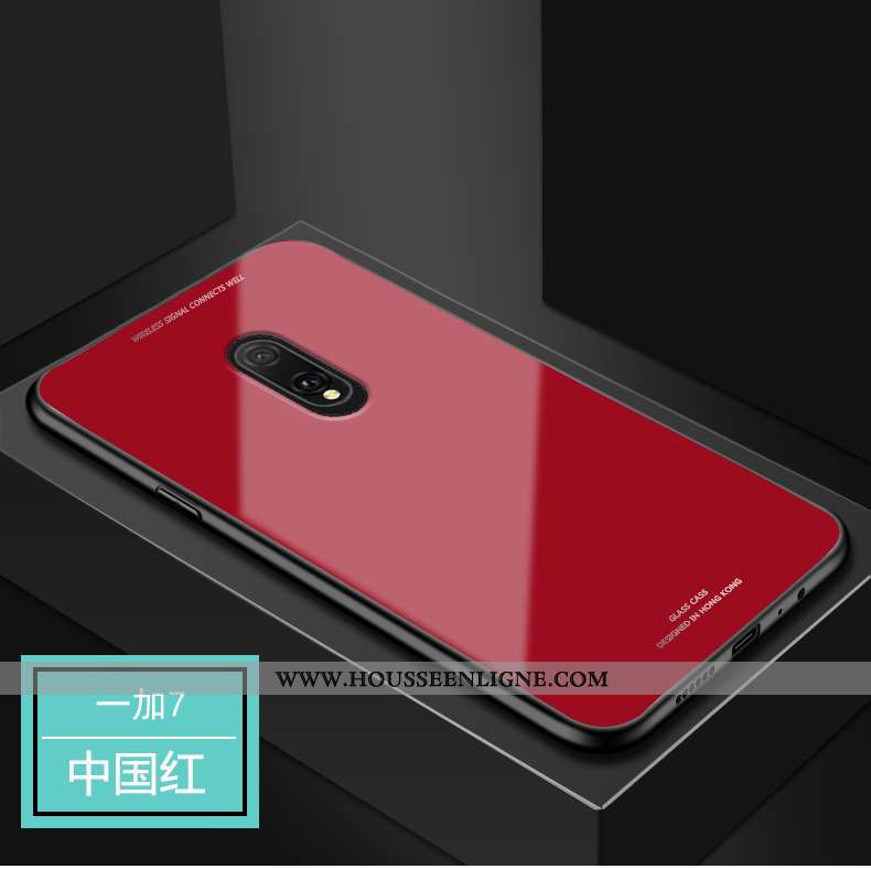 Housse Oneplus 7 Verre Protection Incassable Étui Téléphone Portable Tout Compris Coque Rouge
