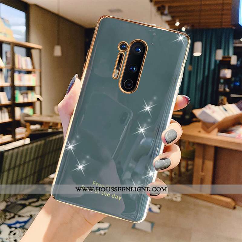 Housse Oneplus 8 Pro Luxe Créatif Coque Protection Gris Luxe Placage Verte