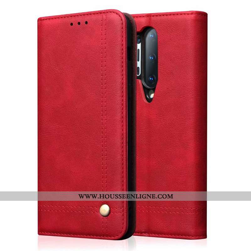Housse Oneplus 8 Pro Personnalité Cuir Véritable Rouge Téléphone Portable Étui Luxe Incassable