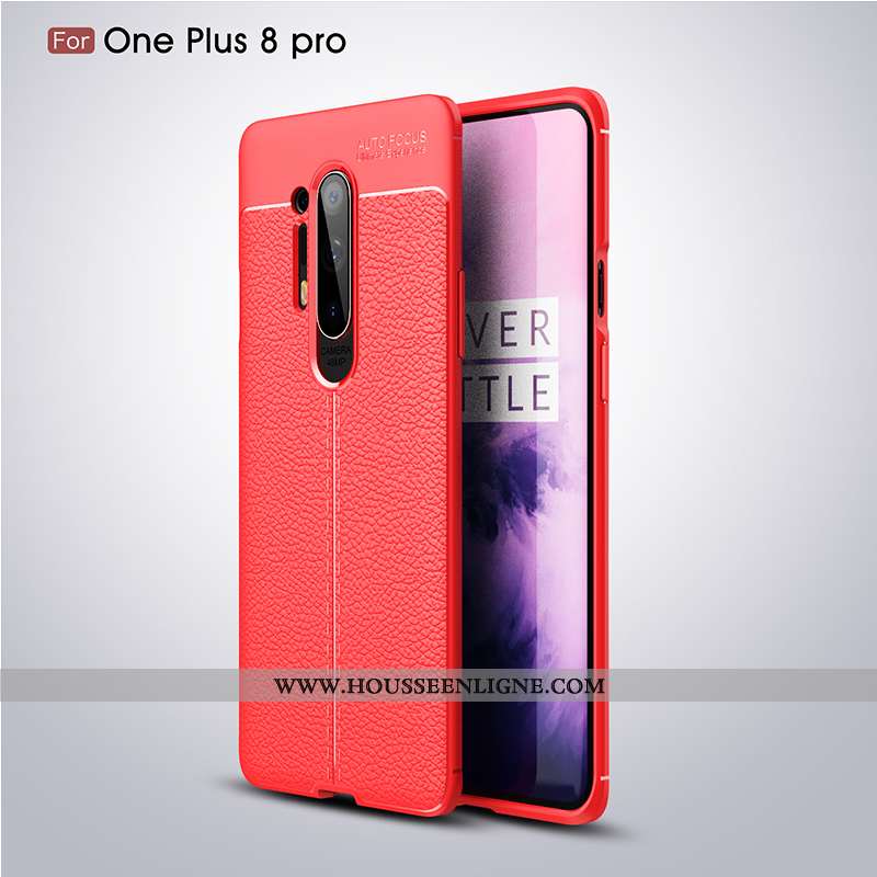Housse Oneplus 8 Pro Protection Personnalité Étui Cuir Tendance Rouge Téléphone Portable