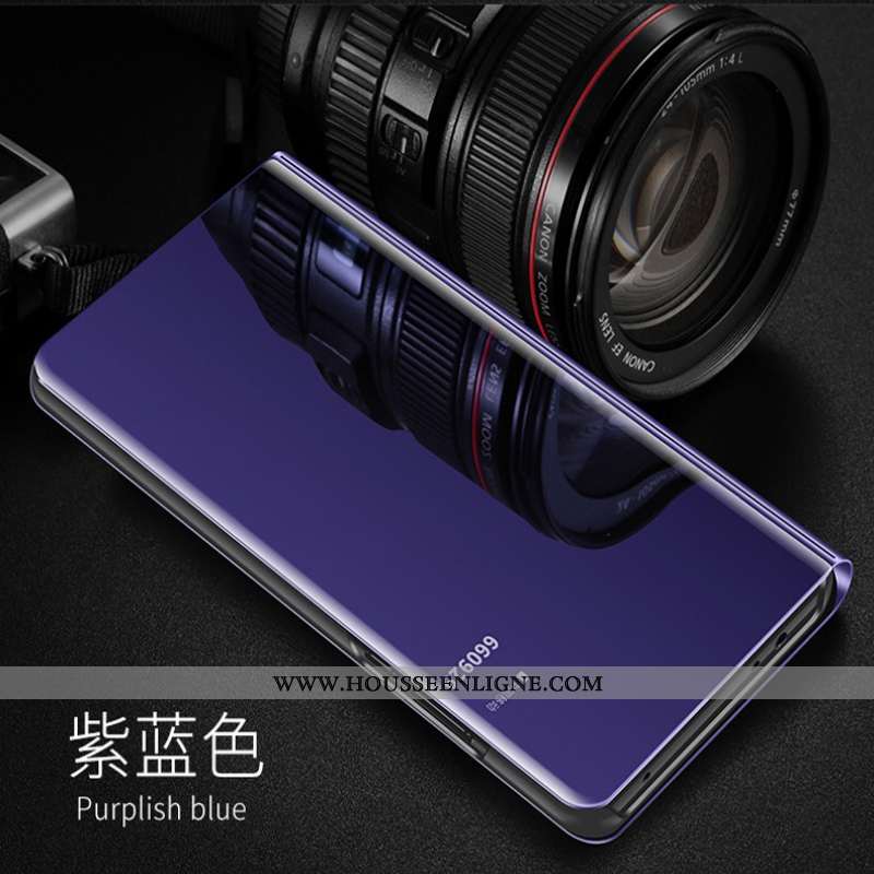 Housse Oppo A91 Cuir Transparent Coque Téléphone Portable Violet Miroir