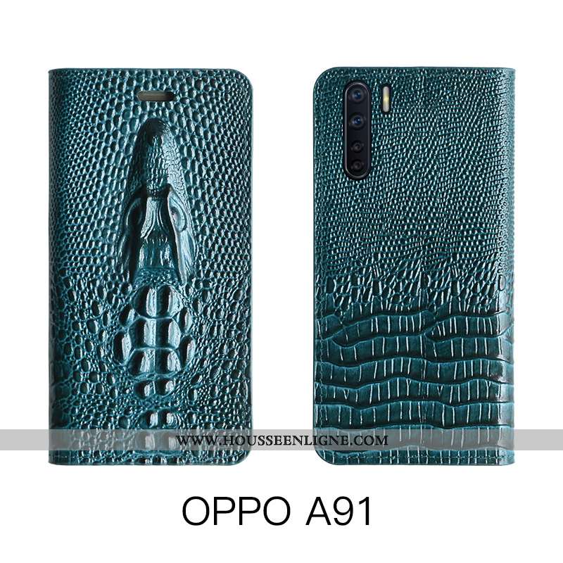 Housse Oppo A91 Cuir Véritable Cuir Étui Luxe Téléphone Portable Luxe Jaune