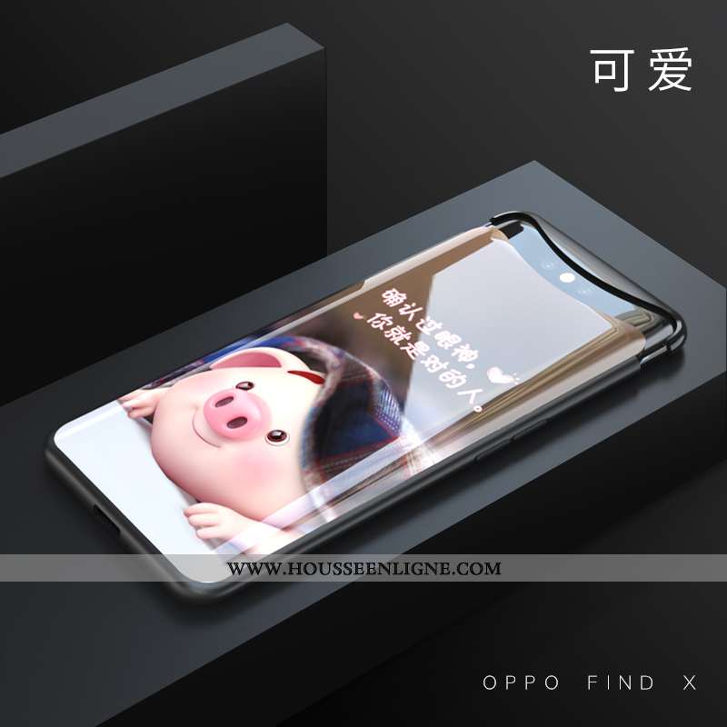 Housse Oppo Find X Verre Fluide Doux Bordure Coque Téléphone Portable Protection Difficile Khaki