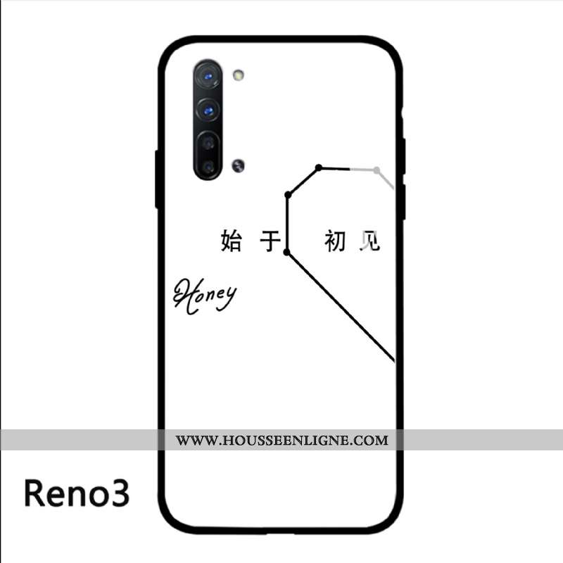Housse Oppo Reno 3 Tendance Protection Téléphone Portable Simple Blanc Verre Étui Blanche