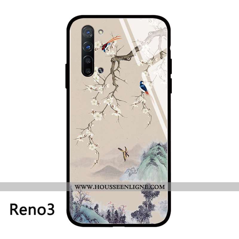 Housse Oppo Reno 3 Tendance Silicone Téléphone Portable Protection Net Rouge Style Chinois Créatif B