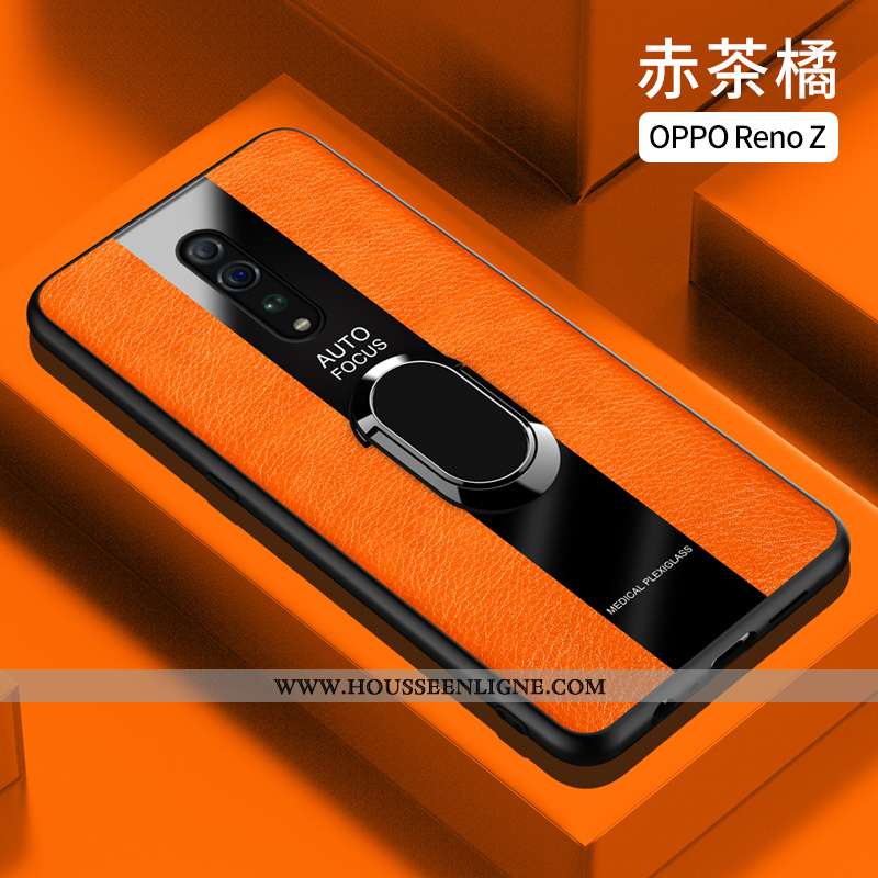 Housse Oppo Reno Z Cuir Fluide Doux Coque Orange Silicone Téléphone Portable Étui