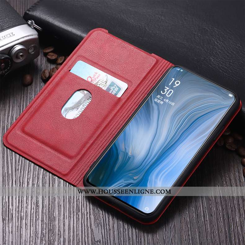 Housse Oppo Reno Z Cuir Silicone Téléphone Portable Kaki Clamshell Protection Étui Khaki