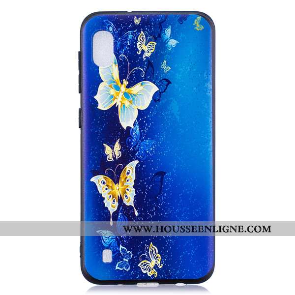 Housse Samsung Galaxy A10 Délavé En Daim Dessin Animé Téléphone Portable Bleu Marin Tendance Étoile 