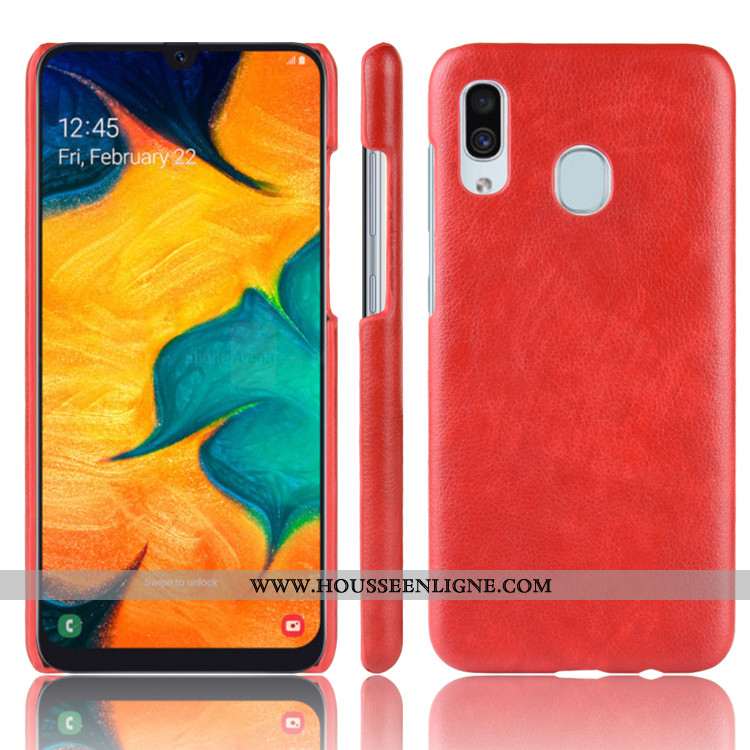 Housse Samsung Galaxy A20e Cuir Modèle Fleurie Téléphone Portable Rouge Litchi Difficile Étoile