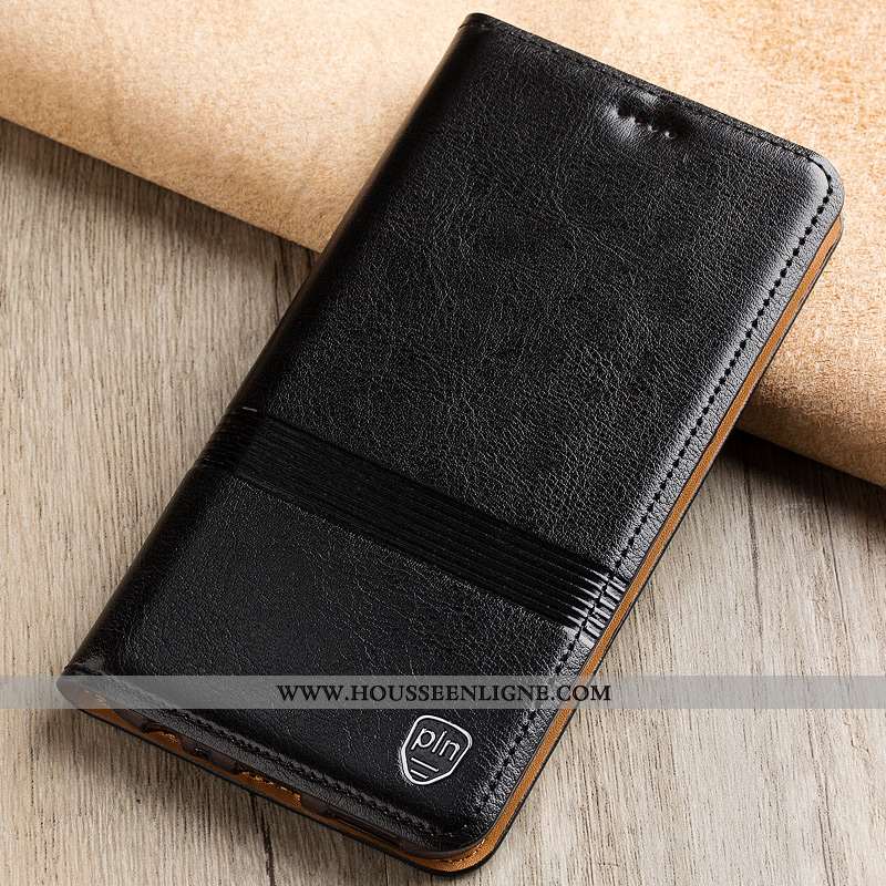 Housse Samsung Galaxy A20e Cuir Véritable Protection Incassable Coque Téléphone Portable Étui Noir