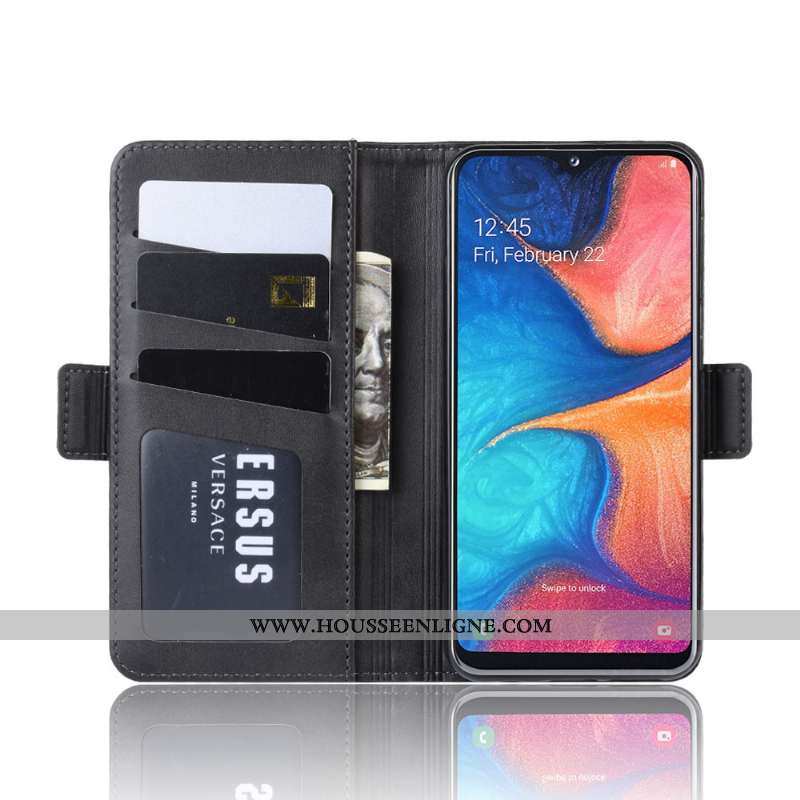Housse Samsung Galaxy A20e Protection Modèle Fleurie Téléphone Portable Petit Magnétisme Étui Noir
