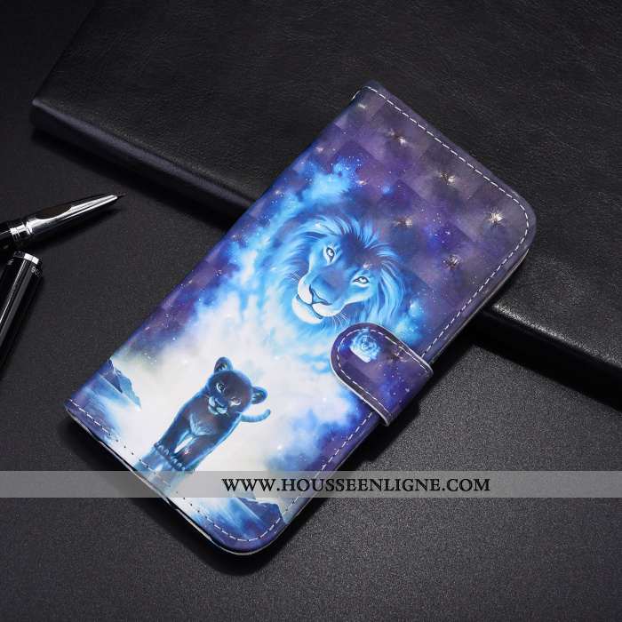 Housse Samsung Galaxy A21s Cuir Protection Étui Coque Téléphone Portable Dessin Animé Étoile Bleu