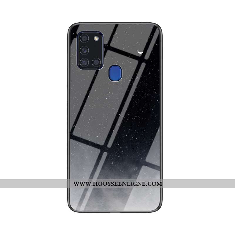Housse Samsung Galaxy A21s Verre Tendance Téléphone Portable Étoile Bleu Marin Coque Tout Compris Bl