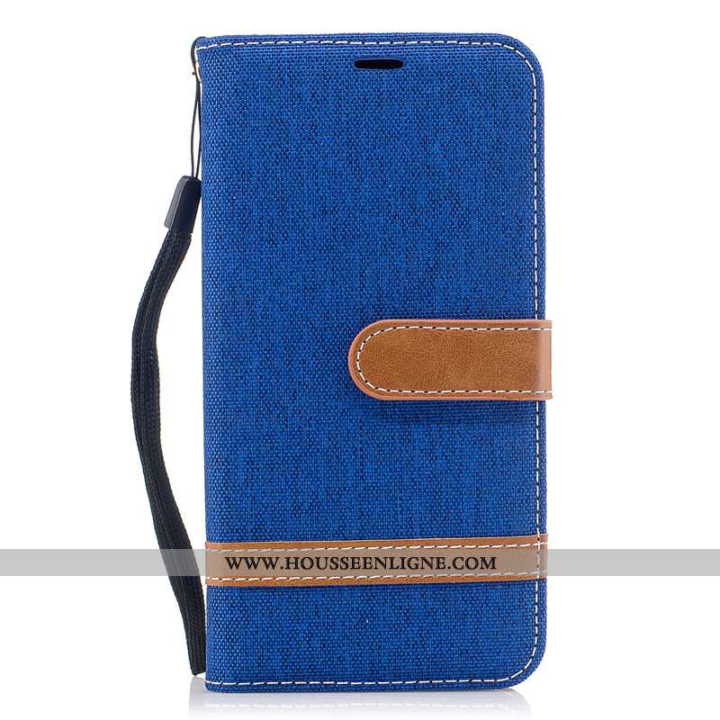 Housse Samsung Galaxy A30s Cuir Protection Nouveau Téléphone Portable En Denim Étui Étoile Bleu Fonc