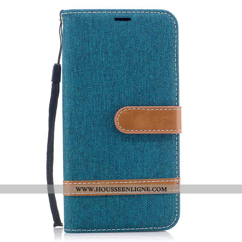 Housse Samsung Galaxy A30s Cuir Protection Nouveau Téléphone Portable En Denim Étui Étoile Bleu Fonc