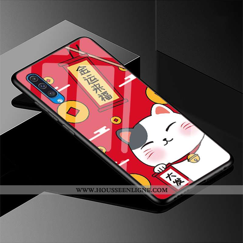Housse Samsung Galaxy A30s Protection Verre Coque Chat Rouge Nouveau Étui