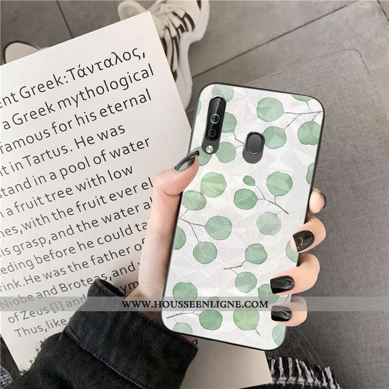 Housse Samsung Galaxy A40s Modèle Fleurie Étui Vert Coque Étoile Téléphone Portable Fleurs Verte