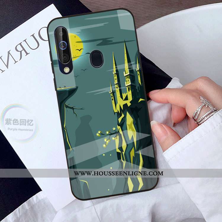 Housse Samsung Galaxy A40s Tendance Protection Vert Verre Étoile Coque Miroir Verte