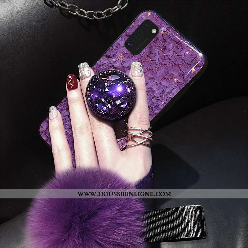 Housse Samsung Galaxy A41 Fluide Doux Mode Modèle Fleurie Incassable Étoile Protection Luxe Violet