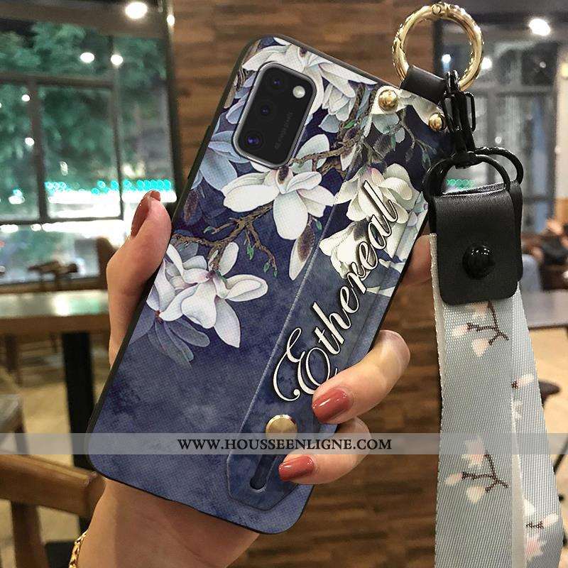 Housse Samsung Galaxy A41 Protection Ornements Suspendus Étoile Support Téléphone Portable Coque Bla