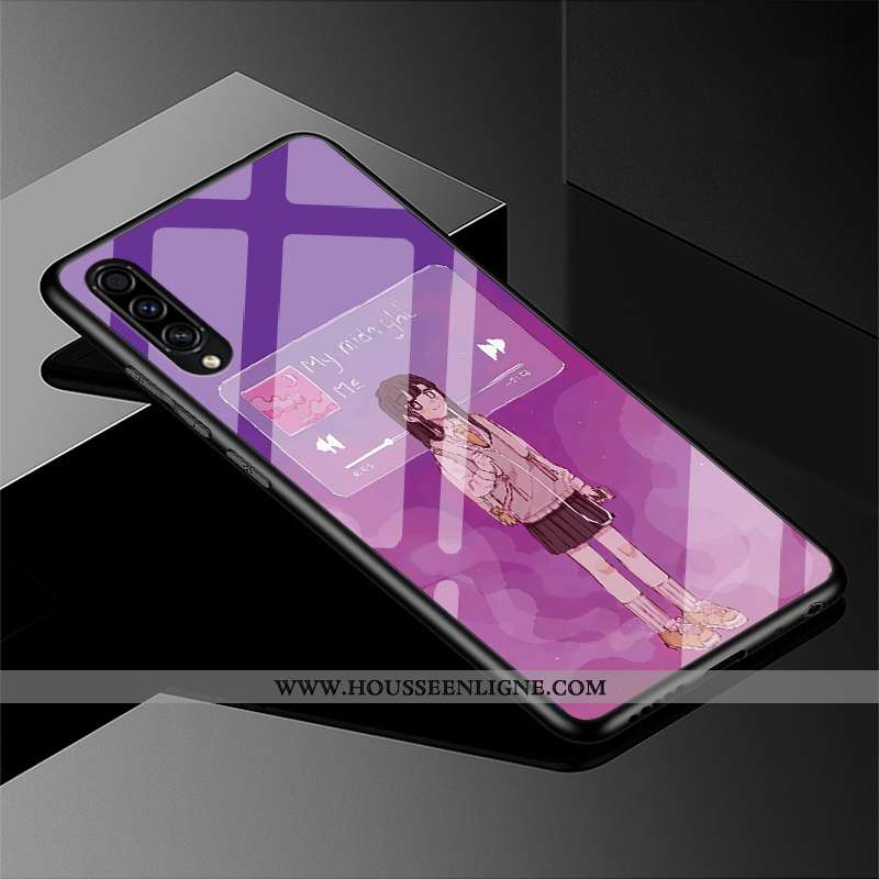 Housse Samsung Galaxy A50s Charmant Silicone Frais Étui Incassable Tout Compris Verre Violet