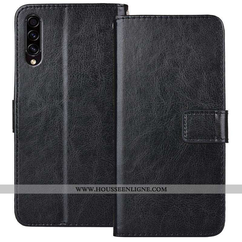 Housse Samsung Galaxy A50s Cuir Protection Téléphone Portable Incassable Noir Carte