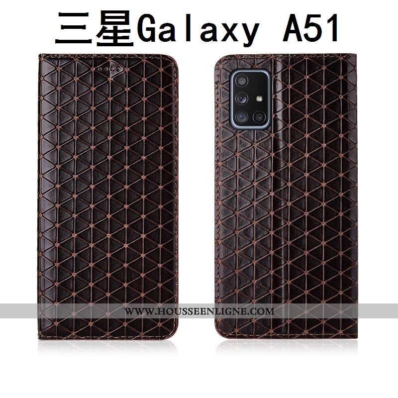 Housse Samsung Galaxy A51 Cuir Silicone Étui Délavé En Daim Véritable Incassable Coque Téléphone Por
