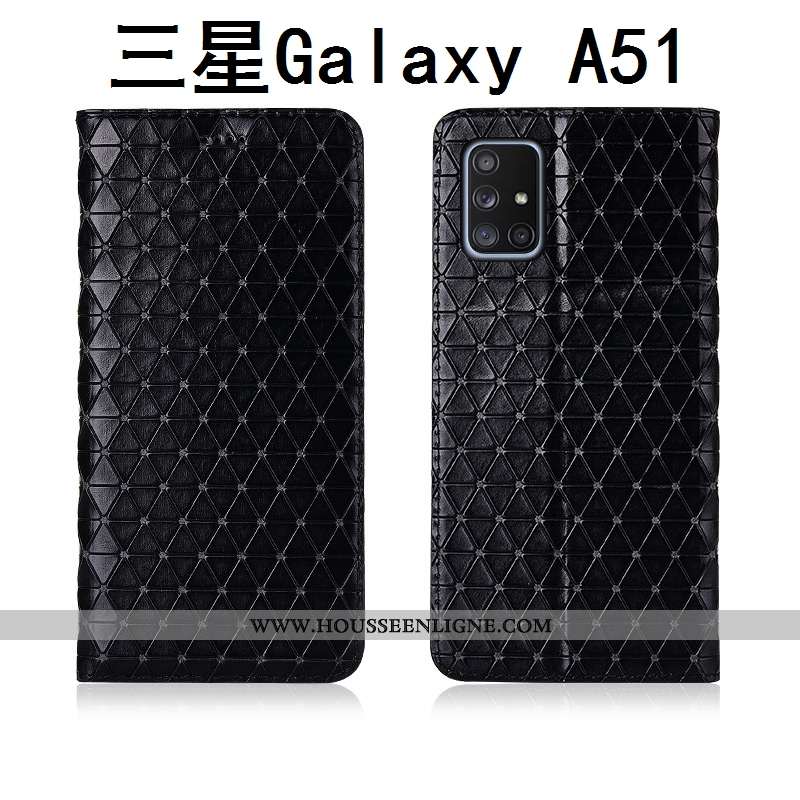 Housse Samsung Galaxy A51 Cuir Silicone Étui Délavé En Daim Véritable Incassable Coque Téléphone Por