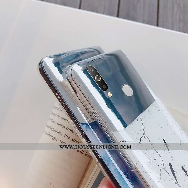 Housse Samsung Galaxy A60 Modèle Fleurie Fluide Doux Coque Étoile Argent Téléphone Portable Difficil
